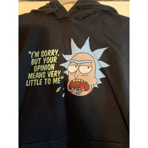 Rick and Morty Men’s hoodie sweatshirt size Medium Black I'm sorry your opinion